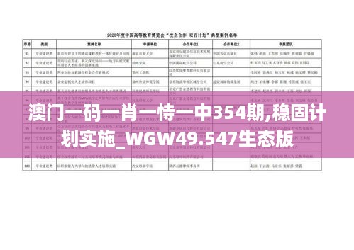 澳门一码一肖一恃一中354期,稳固计划实施_WGW49.547生态版