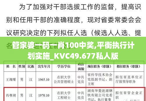 管家婆一码一肖100中奖,平衡执行计划实施_KVC49.677私人版