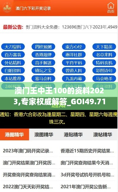 澳门王中王100的资料2023,专家权威解答_GOI49.719光辉版