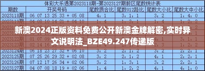 新澳2024正版资料免费公开新澳金牌解密,实时异文说明法_BZE49.247传递版