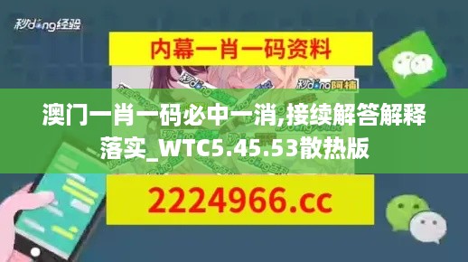 澳门一肖一码必中一消,接续解答解释落实_WTC5.45.53散热版