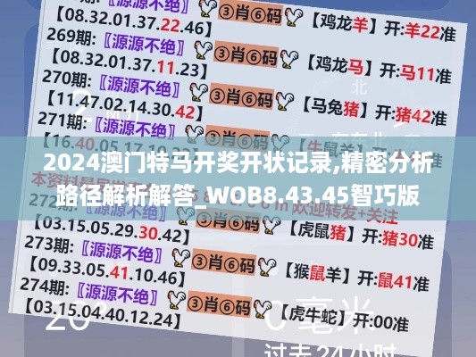 2024澳门特马开奖开状记录,精密分析路径解析解答_WOB8.43.45智巧版