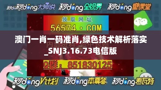 澳门一肖一码准肖,绿色技术解析落实_SNJ3.16.73电信版