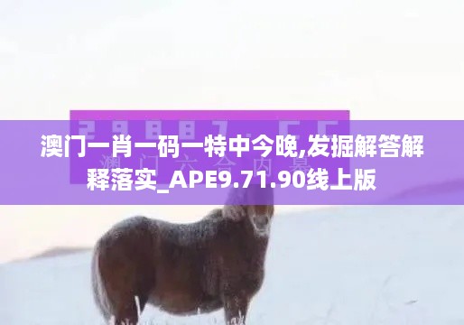 澳门一肖一码一特中今晚,发掘解答解释落实_APE9.71.90线上版