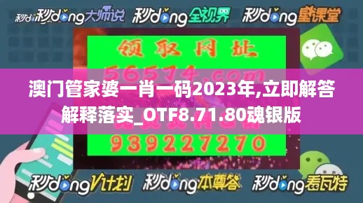 澳门管家婆一肖一码2023年,立即解答解释落实_OTF8.71.80魂银版