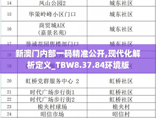 新澳门内部一码精准公开,现代化解析定义_TBW8.37.84环境版