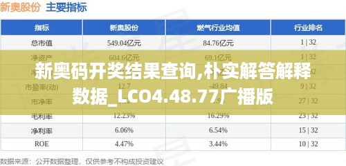 新奥码开奖结果查询,朴实解答解释数据_LCO4.48.77广播版