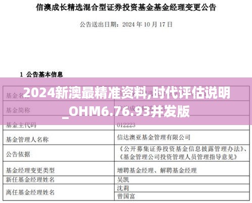 2024新澳最精准资料,时代评估说明_OHM6.76.93并发版