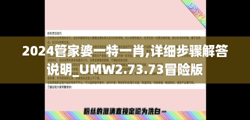 2024管家婆一特一肖,详细步骤解答说明_UMW2.73.73冒险版