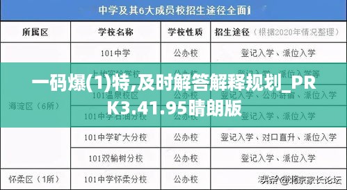 一码爆(1)特,及时解答解释规划_PRK3.41.95晴朗版