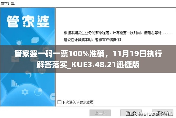 管家婆一码一票100%准确，11月19日执行解答落实_KUE3.48.21迅捷版