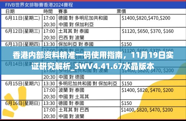 香港内部资料精准一码使用指南，11月19日实证研究解析_SWV4.41.67水晶版本