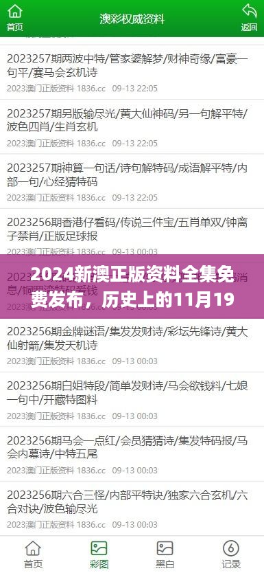 2024新澳正版资料全集免费发布，历史上的11月19日接见解答解析_TZV4.32.49高速版