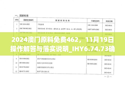 2024澳门原料免费462，11月19日操作解答与落实说明_IHY6.74.73确认版