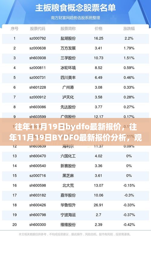 往年11月19日BYDFO最新报价解析，个人立场与观点阐述