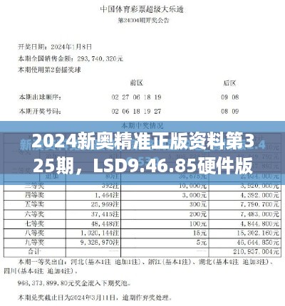 2024新奥精准正版资料第325期，LSD9.46.85硬件版高效现象解析