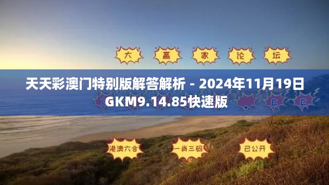 天天彩澳门特别版解答解析 - 2024年11月19日 GKM9.14.85快速版