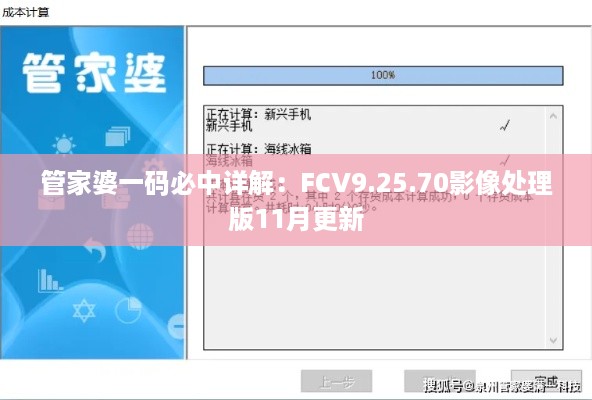 管家婆一码必中详解：FCV9.25.70影像处理版11月更新