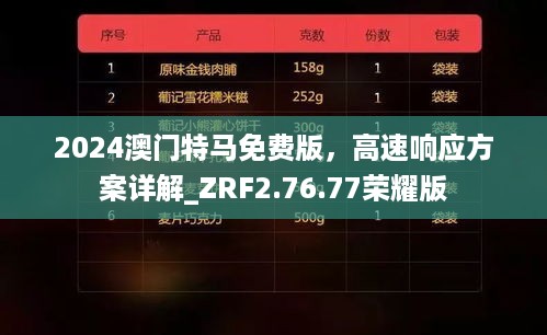 2024澳门特马免费版，高速响应方案详解_ZRF2.76.77荣耀版