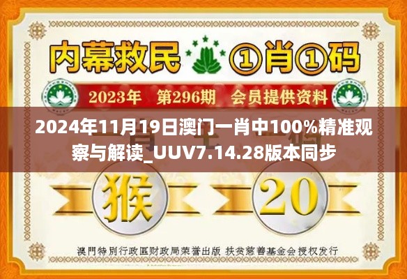 2024年11月19日澳门一肖中100%精准观察与解读_UUV7.14.28版本同步