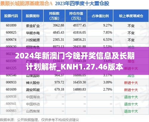 2024年新澳门今晚开奖信息及长期计划解析_KNH1.27.46版本