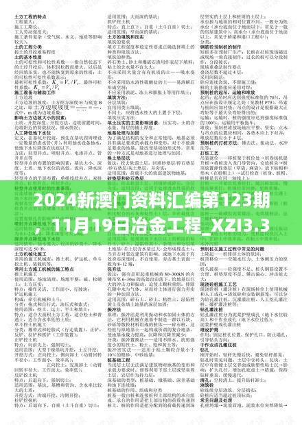 2024新澳门资料汇编第123期，11月19日冶金工程_XZI3.32.83绿色版