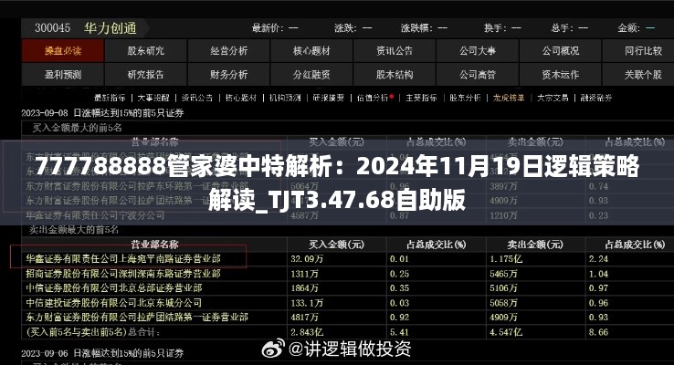 777788888管家婆中特解析：2024年11月19日逻辑策略解读_TJT3.47.68自助版