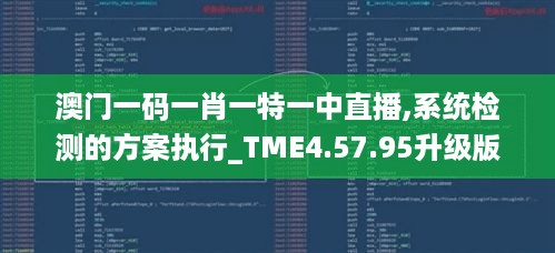 澳门一码一肖一特一中直播,系统检测的方案执行_TME4.57.95升级版