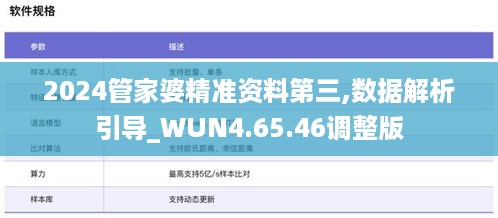 2024管家婆精准资料第三,数据解析引导_WUN4.65.46调整版