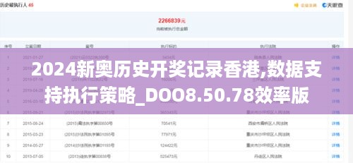 2024新奥历史开奖记录香港,数据支持执行策略_DOO8.50.78效率版