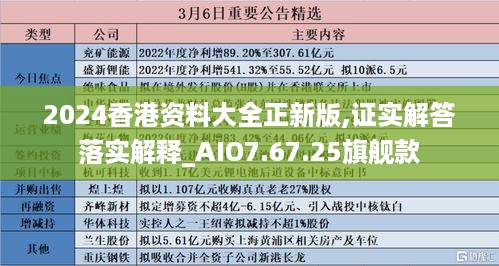 2024香港资料大全正新版,证实解答落实解释_AIO7.67.25旗舰款