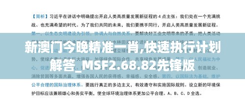 新澳门今晚精准一肖,快速执行计划解答_MSF2.68.82先锋版