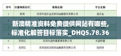 新澳精准资料免费提供网站有哪些,标准化解答目标落实_DHQ5.78.36自由版