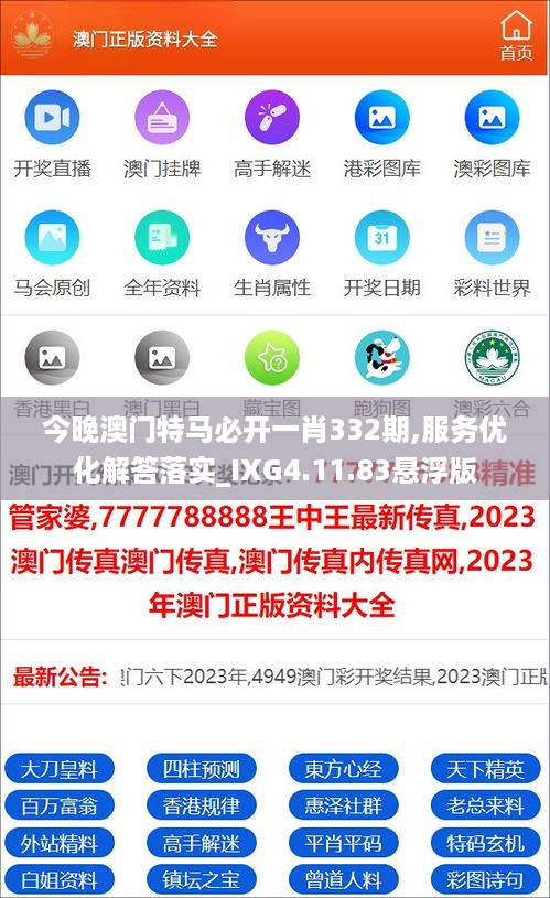 今晚澳门特马必开一肖332期,服务优化解答落实_IXG4.11.83悬浮版