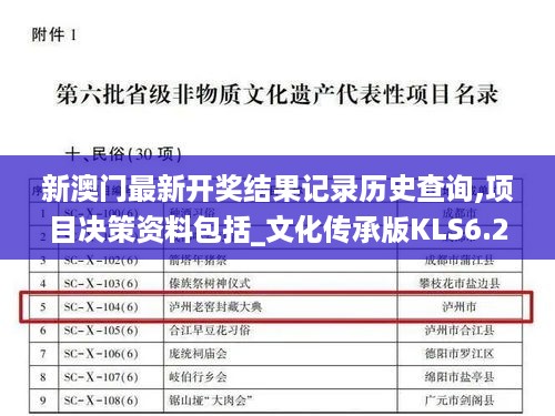 新澳门最新开奖结果记录历史查询,项目决策资料包括_文化传承版KLS6.25