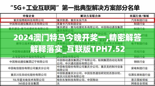 2024澳门特马今晚开奖一,精密解答解释落实_互联版TPH7.52