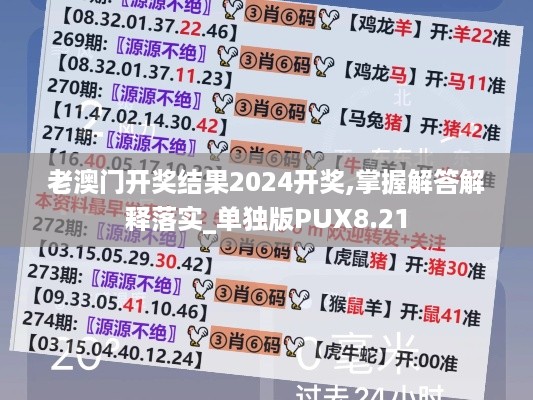 老澳门开奖结果2024开奖,掌握解答解释落实_单独版PUX8.21