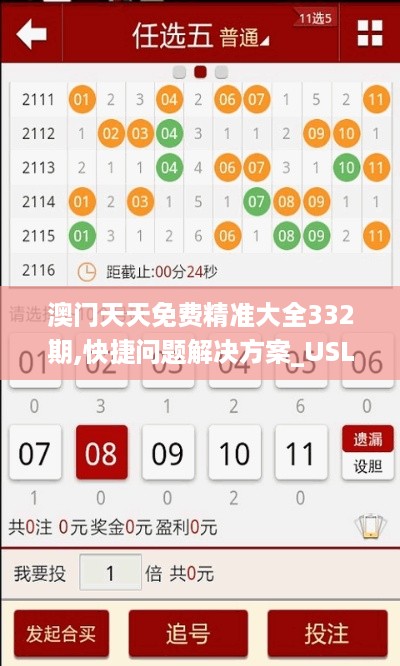 澳门天天免费精准大全332期,快捷问题解决方案_USL4.22.26影像版