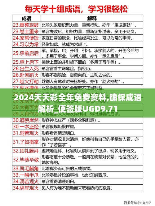 2024天天彩全年免费资料,确保成语解析_便签版UGD9.71