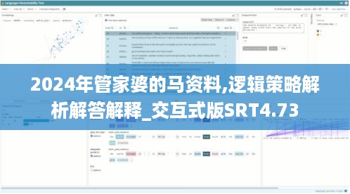 2024年管家婆的马资料,逻辑策略解析解答解释_交互式版SRT4.73