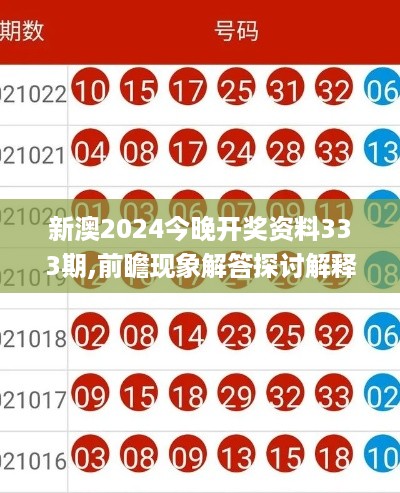 新澳2024今晚开奖资料333期,前瞻现象解答探讨解释_OXN5.58.48透明版