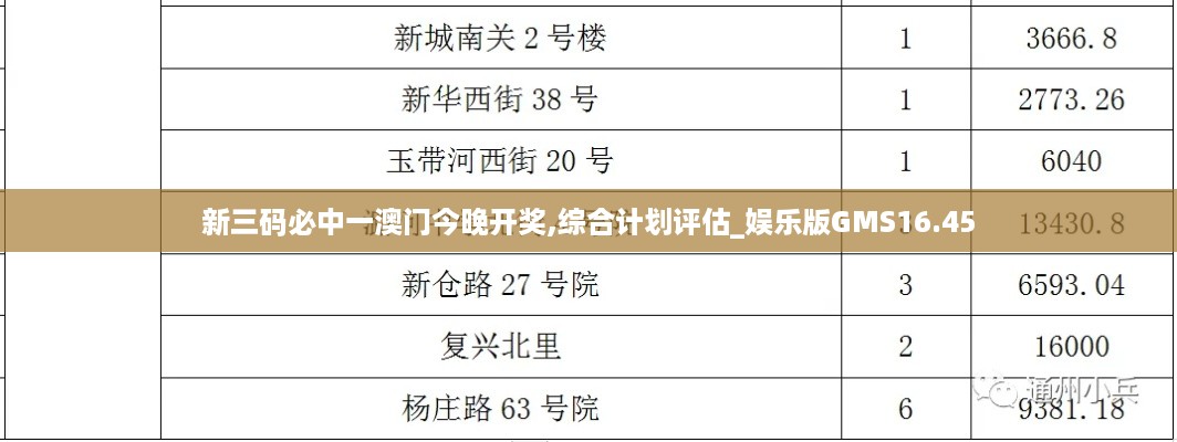 新三码必中一澳门今晚开奖,综合计划评估_娱乐版GMS16.45