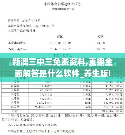 新澳三中三免费资料,直播全面解答是什么软件_养生版IPB16.40