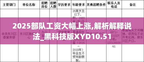 2025部队工资大幅上涨,解析解释说法_黑科技版XYD10.51