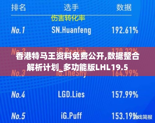 香港特马王资料免费公开,数据整合解析计划_多功能版LHL19.5