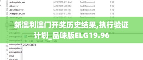 新澳利澳门开奖历史结果,执行验证计划_品味版ELG19.96