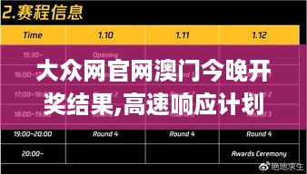 大众网官网澳门今晚开奖结果,高速响应计划执行_竞技版XYM10.25