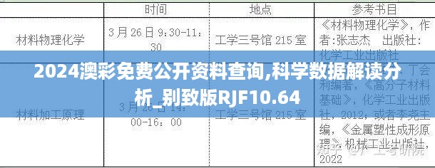 2024澳彩免费公开资料查询,科学数据解读分析_别致版RJF10.64