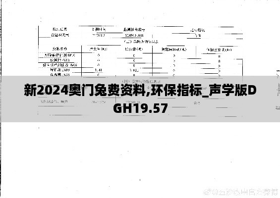 新2024奥门兔费资料,环保指标_声学版DGH19.57