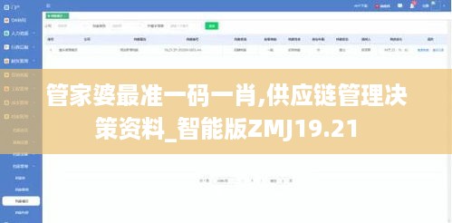 管家婆最准一码一肖,供应链管理决策资料_智能版ZMJ19.21